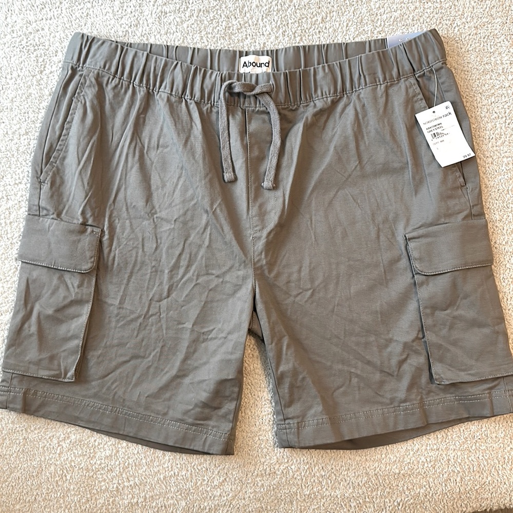 Abound Mens Elastic Waist Cargo Shorts- Grey Steel